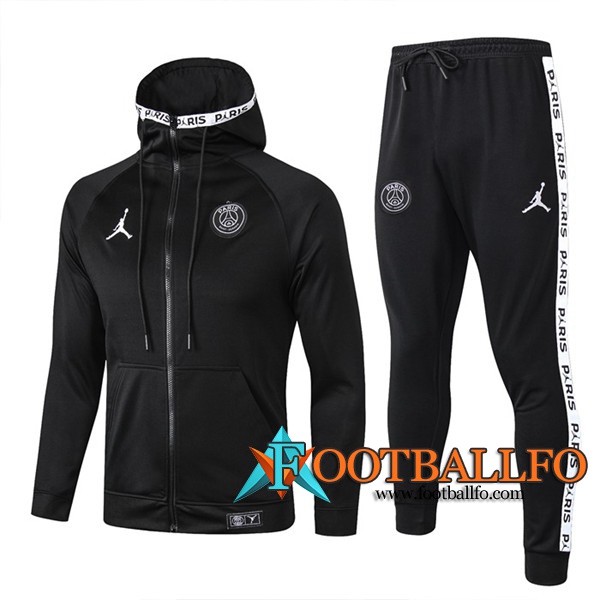 Chandal Futbol - Chaqueta con capucha + Pantalones PSG Jordan Negro 2019/2020