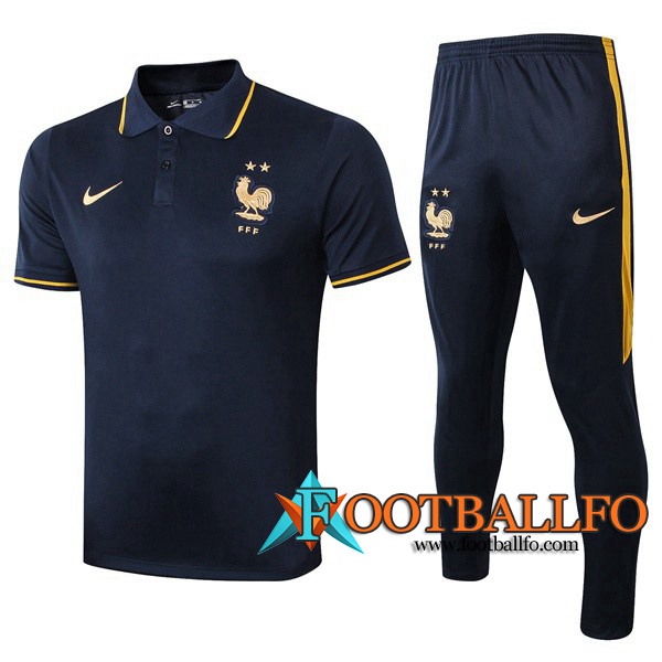 Polo Futbol Francia + Pantalones Azul Real 2019/2020