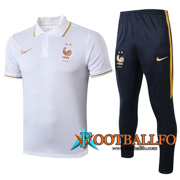 Polo Futbol Francia + Pantalones Blanco 2019/2020