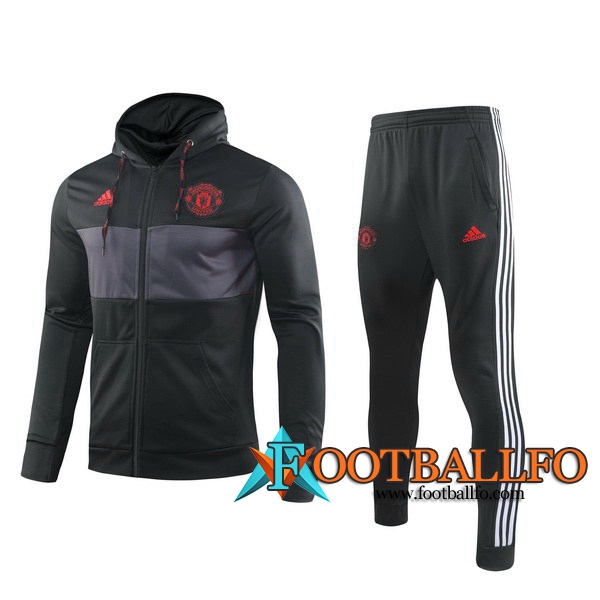 Chandal Futbol - Chaqueta con capucha + Pantalones Manchester United Negro 2019/2020