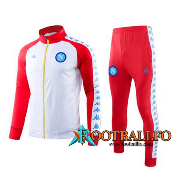 Chandal Futbol - Chaqueta + Pantalones SSC Napoli Blanco Roja Cuello Alto 2019/2020