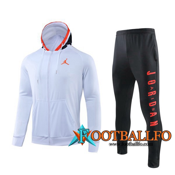 Chandal Futbol - Sudadera con capucha + Pantalones Pairis PSG Jordan Blanco 2019/2020
