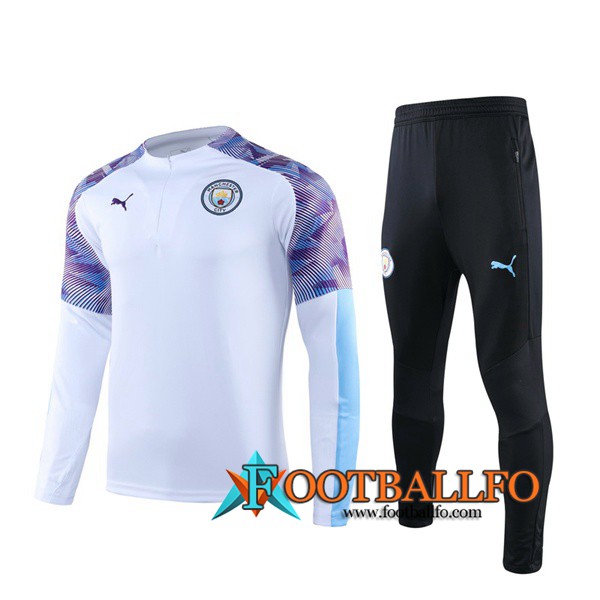 Chandal Futbol + Pantalones Manchester City Blanco Purpura 2019/2020