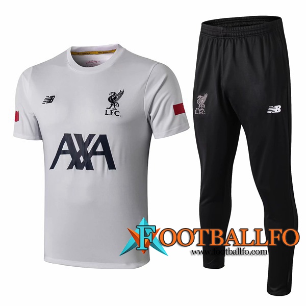 Camiseta Entrenamiento FC Liverpool AXA + Pantalones Blanco 2019/2020