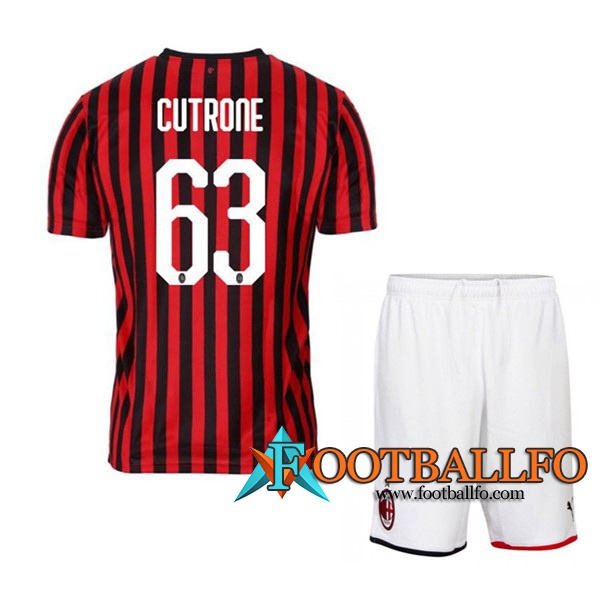 Camisetas Futbol Milan AC (CUTRONE 63) Ninos Primera 2019/2020