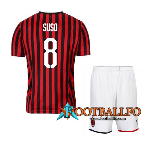 Camisetas Futbol Milan AC (SUSO 8) Ninos Primera 2019/2020
