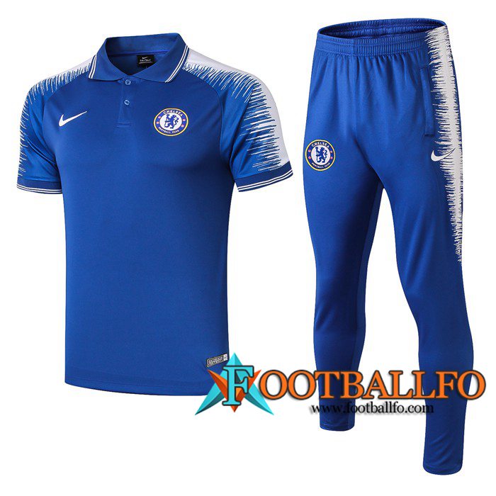 Polo Futbol FC Chelsea + Pantalones Azul Blanco 2019/2020