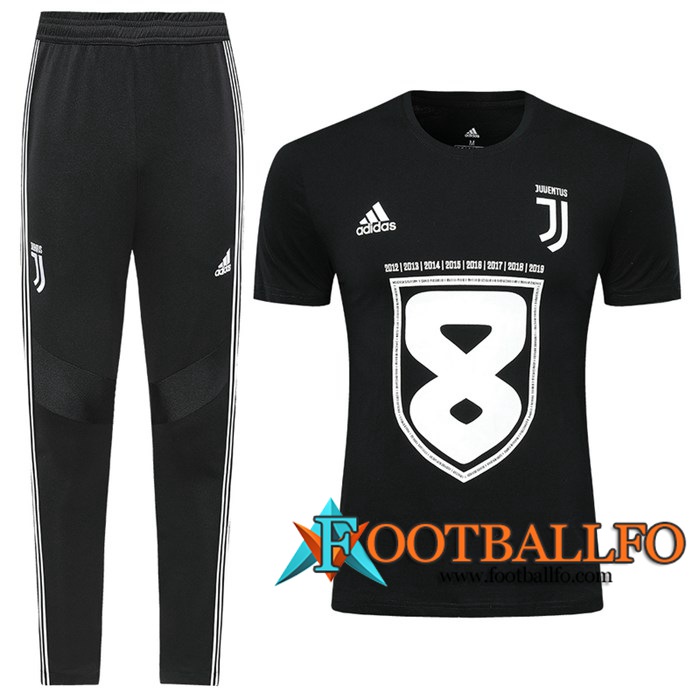 Camiseta Entrenamiento Juventus + Pantalones Negro Blanco 2019/2020