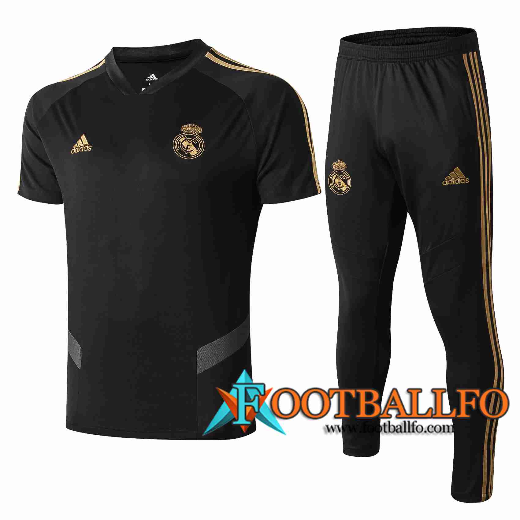 Camiseta Entrenamiento Real Madrid + Pantalones Negro Gris 2019/2020