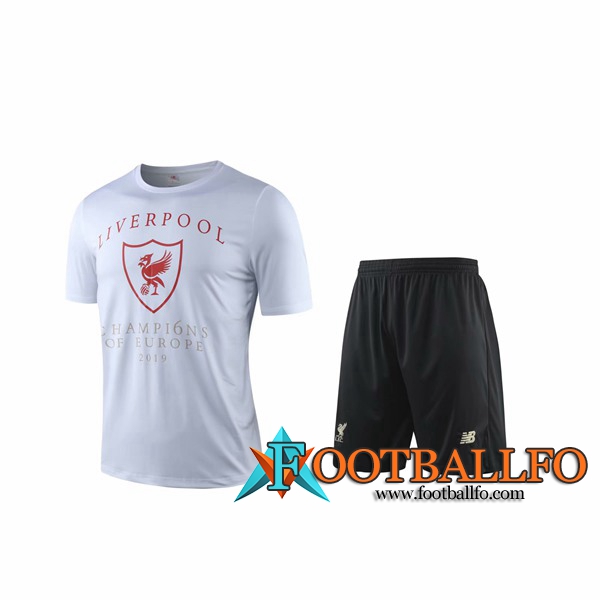 Camiseta Entrenamiento FC Liverpool + Pantalones cortos Blanco 2019/2020