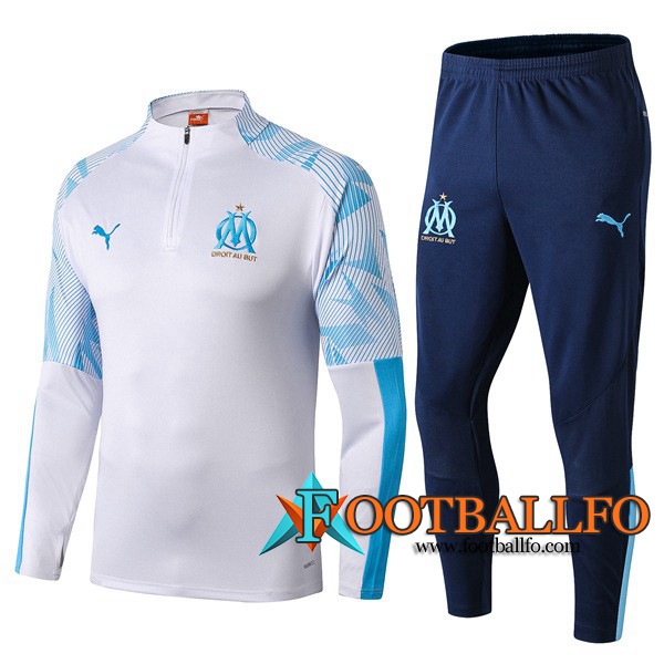 Chandal Futbol + Pantalones Marsella OM Blanco Azul 2019/2020