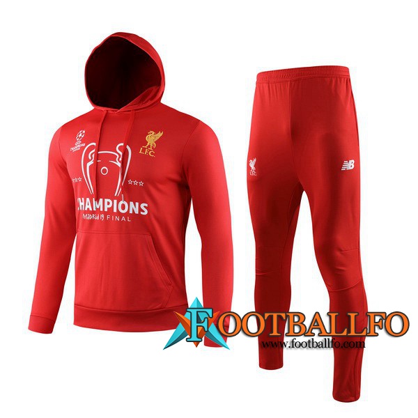 Chandal Futbol - Chaqueta Con Capucha + Pantalones FC Liverpool Roja 2019/2020