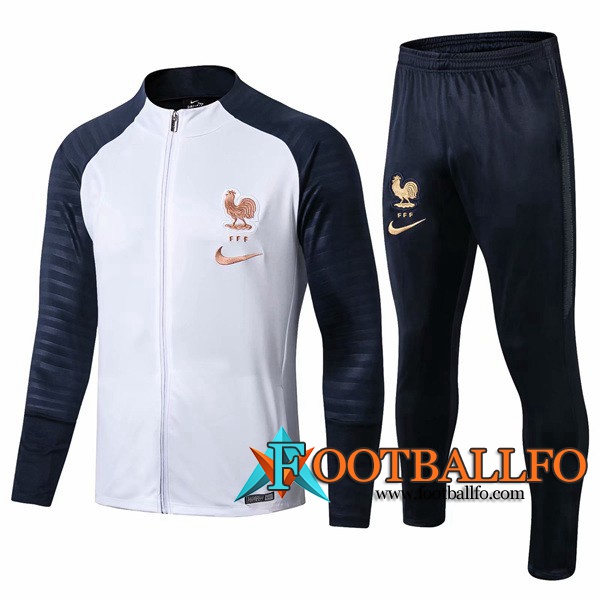 Chandal Futbol - Chaqueta + Pantalones Francia Blanco Azul Oscuro 2019/2020