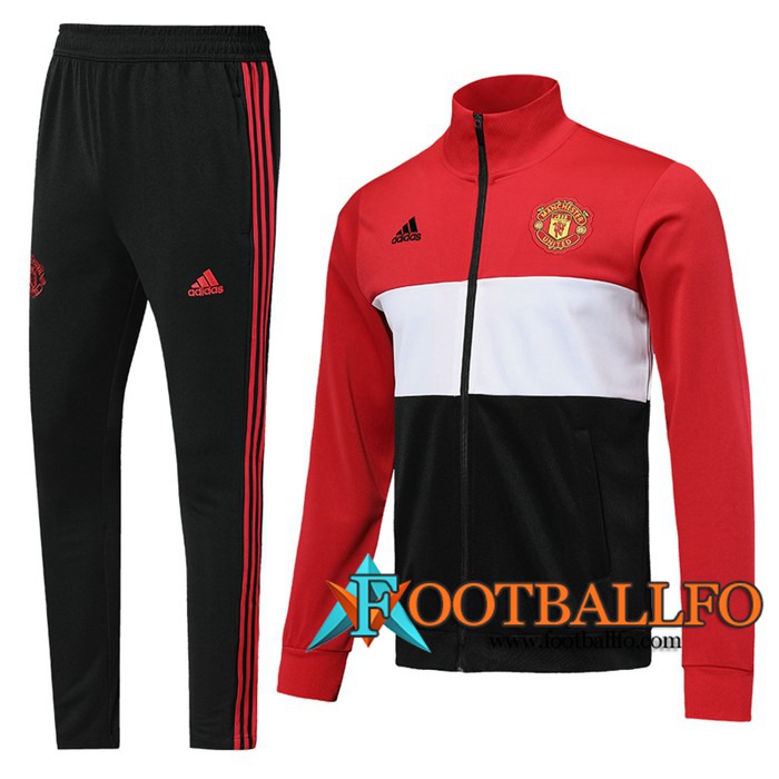 Chandal Futbol - Chaqueta + Pantalones Manchester United Roja Blanco Negro 2019/2020