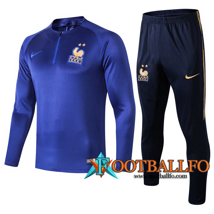 Chandal Futbol + Pantalones Francia Cuello redondo Azul Oscuro 2019/2020