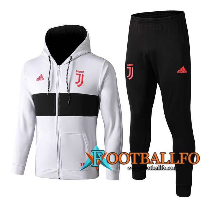 Chandal Futbol - Chaqueta Con Capucha + Pantalones Juventus Blanco Negro 2019/2020