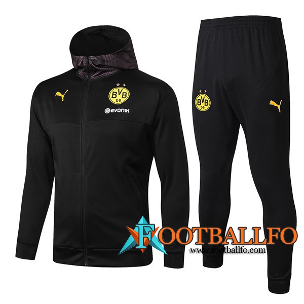 Chandal Futbol - Chaqueta con capucha + Pantalones Dortmund BVB Negro 2019/2020