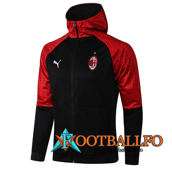 Chaqueta Con Capucha AC Milan Negro/Rojo 2020/2021