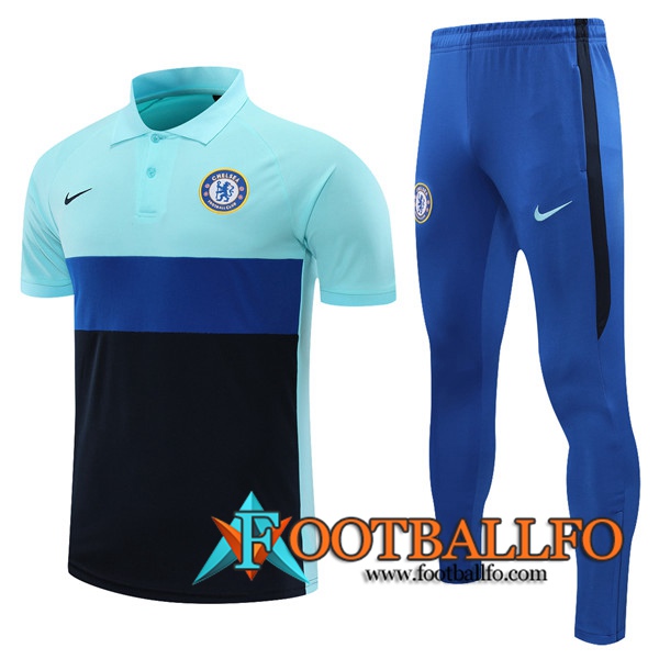 Camiseta Polo FC Chelsea + Pantalones Negro/Azul 2021/2022