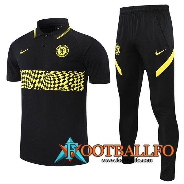 Camiseta Polo FC Chelsea + Pantalones Negro/Amarillo 2021/2022