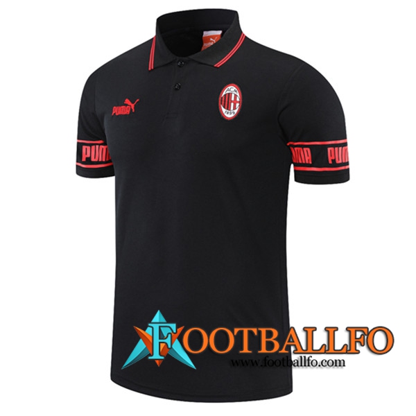 Camiseta Polo Futbol AC Milan Negro/Rojo 2021/2022