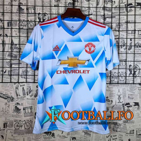 Camiseta Entrenamiento Manchester United Blanca/Azul 2021/2022
