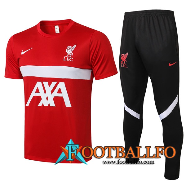 Camiseta Entrenamiento FC Liverpool + Pantalones Rojo/Blanca 2021/2022