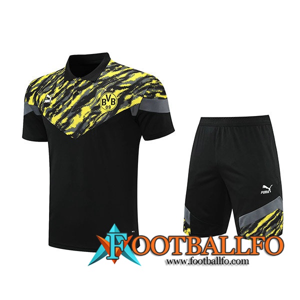Camiseta Polo FC Liverpool + Cortos Negro/Amarillo 2021/2022