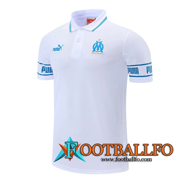Camiseta Polo Futbol Marsella Azul/Blanca 2021/2022