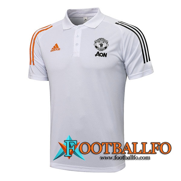 Camiseta Polo Futbol Manchester United Blanca 2021/2022