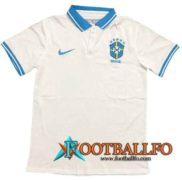 Camiseta Polo Futbol Brasil Blanca 2021/2022