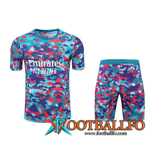 Camiseta Entrenamiento Real Madrid + Cortos Rojo/Azul/Púrpura 2021/2022