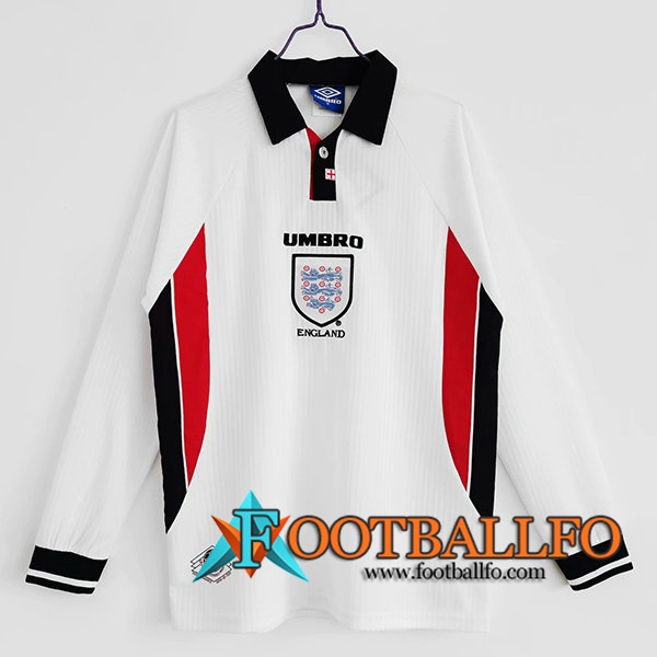 Camiseta Futbol Inglaterra Retro Titular Manga Larga 1998