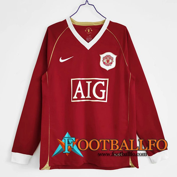 Camiseta Futbol Manchester United Retro Titular Manga Larga 2006/2007
