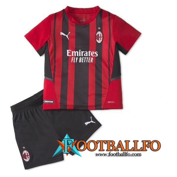 Camiseta Futbol AC Milan Niños Titular 2021/2022