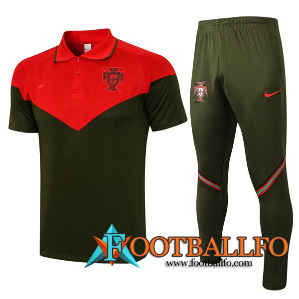 Camiseta Entrenamiento Portugal + Pantalones Negro/Rojo 2021/2022