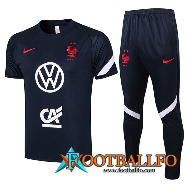 Camiseta Polo Francia + Pantalones Negro 2021/2022