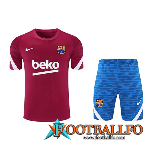 Camiseta Entrenamiento FC Barcelona + Cortos Rojo/Blanca 2021/2022
