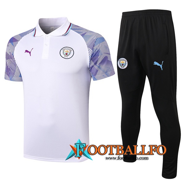 Polo Futbol Manchester City + Pantalones Blanco/Violet 2020/2021