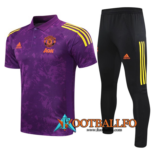 Polo Futbol Manchester United + Pantalones Violet/Amarillo 2020/2021