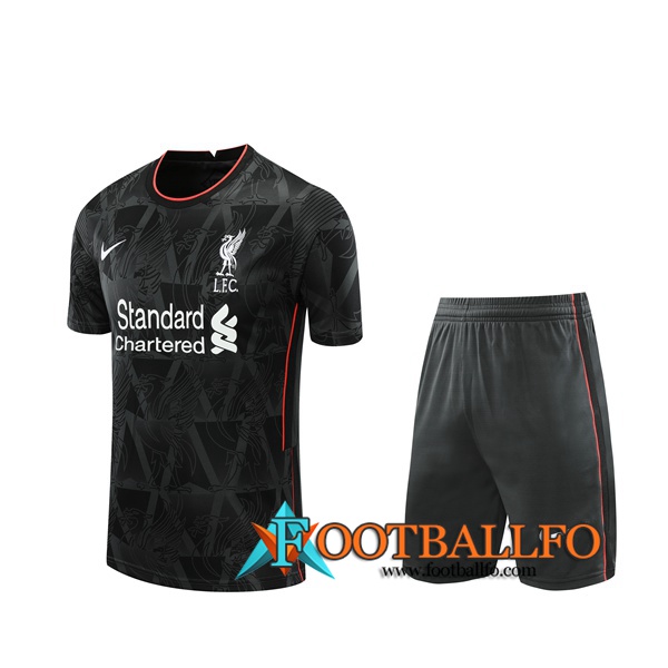 Camiseta Entrenamiento FC Liverpool + Shorts Negro/Blanco 2020/2021