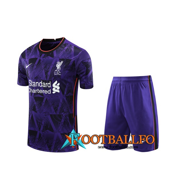 Camiseta Entrenamiento FC Liverpool + Shorts Violet/Blanco 2020/2021