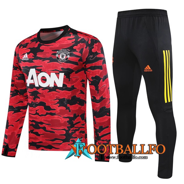 Chandal Futbol + Pantalones Manchester United Negro/Roja 2020/2021