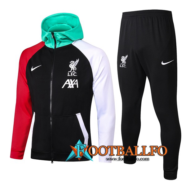 Chandal Futbol - Chaqueta con capucha + Pantalones FC Liverpool Blanco/Negro 2020/2021