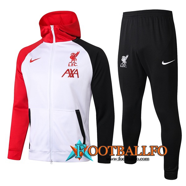 Chandal Futbol - Chaqueta con capucha + Pantalones FC Liverpool Blanco/Roja 2020/2021