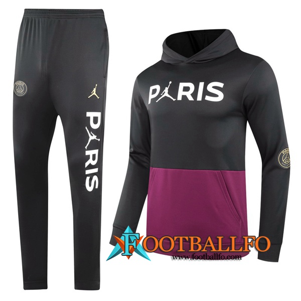 Chandal Futbol - Chaqueta con capucha + Pantalones Jordan PSG Negro/Violet 2020/2021