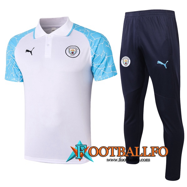 Polo Futbol Manchester City + Pantalones Blanco 2020/2021