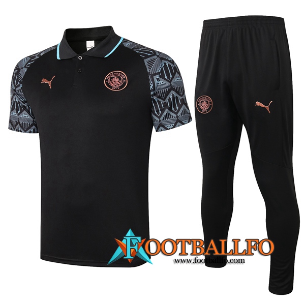 Polo Futbol Manchester City + Pantalones Negro 2020/2021