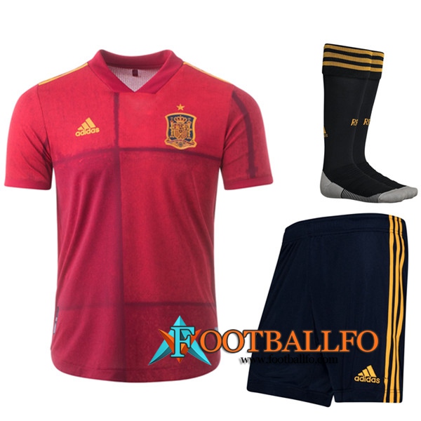 Traje Camisetas Futbol España Primera (Cortos+Calcetines) UEFA Euro 2020
