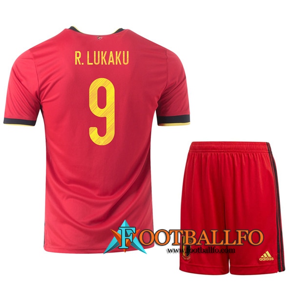 Camisetas Futbol UEFA Euro 2020 Belgica (R.Lukaku 9) Ninos Primera